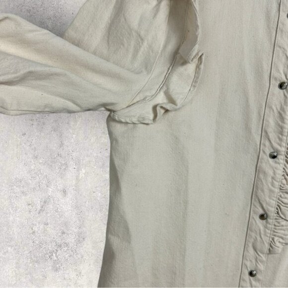 Sezane Eva Shirt Mottled Ecru Size 36 French / US 4 Ruffle Button Top Blouse - Picture 11 of 16